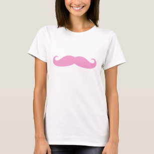 Funny pink handlebar moustache t shirt for women