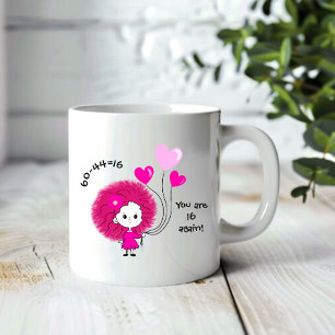 Funny pink lady with balloons large coffee mug