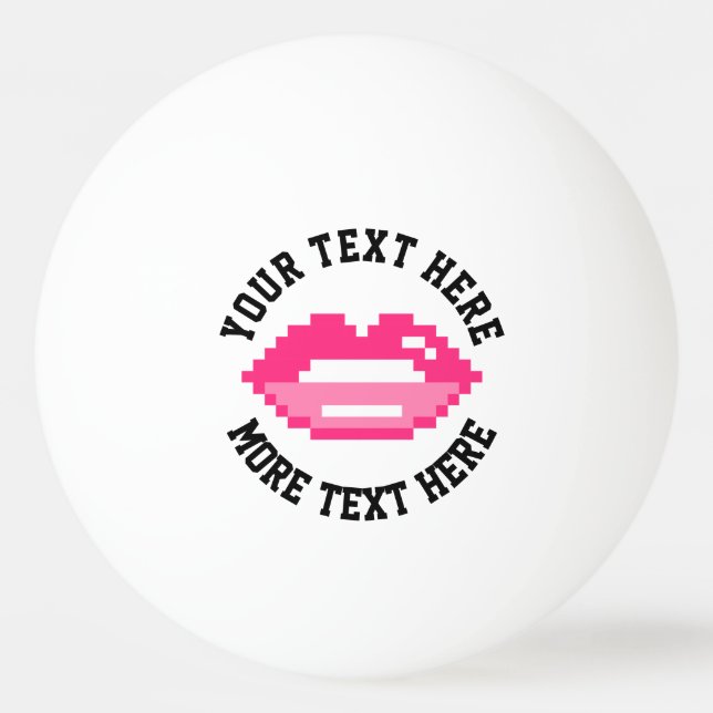 Funny pink lips kissy kiss table tennis ping pong ball (Front)