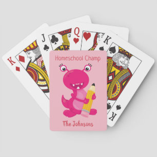 Funny Pink Monster Homeschool Champ Playing Cards