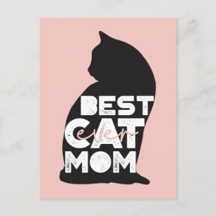 Funny Pink Mother's Day Best Cat Mum Ever Holiday Postcard