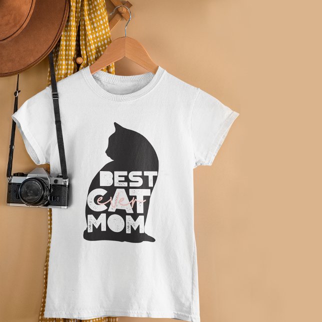 Funny Pink Mother's Day Best Cat Mum Ever T-Shirt (Creator Uploaded)