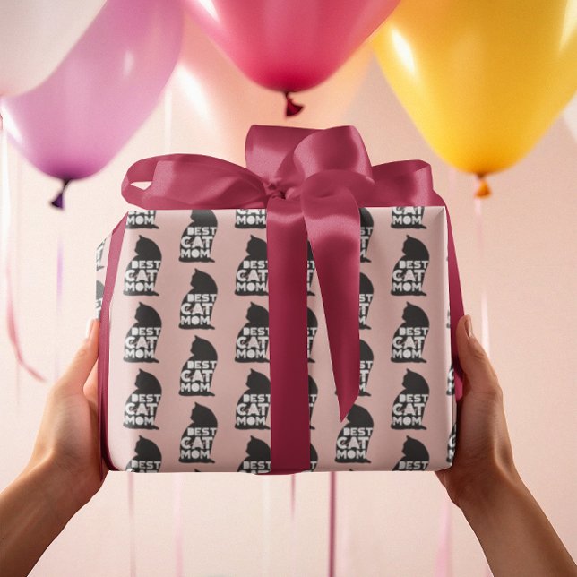 Funny Pink Mother's Day Best Cat Mum Ever Wrapping Paper (Creator Uploaded)