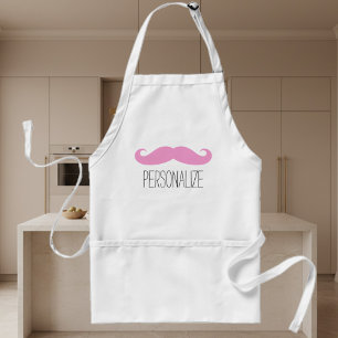 Funny pink moustache apron for men women and kids