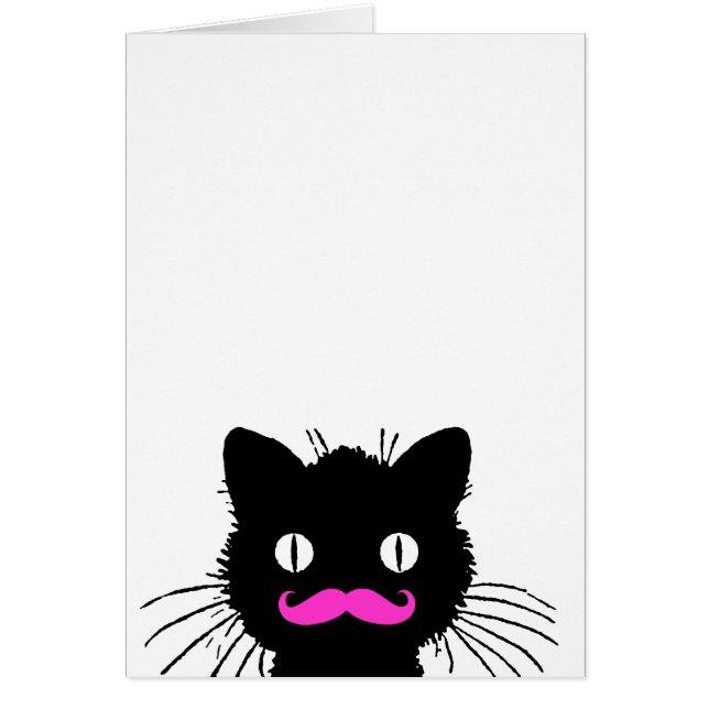 FUNNY PINK MUSTACHE BLACK CAT (Front)