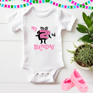 Funny pink number two baby bodysuit