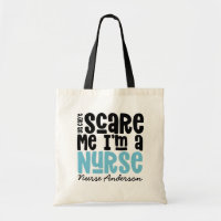 Funny pink nurse typography thanks you modern tote