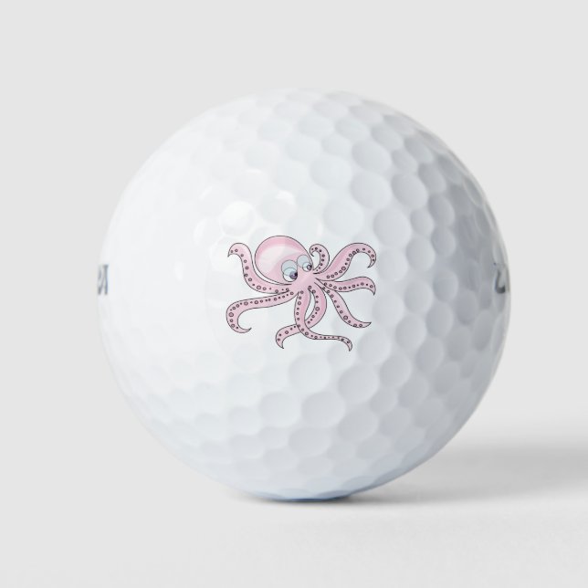 Funny Pink Octopus Golf Balls (Front)