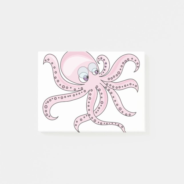 Funny Pink Octopus Post-it Notes (Front)