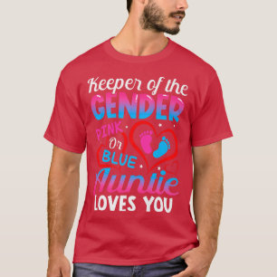 Funny Pink Or Blue Auntie Loves You Gender Reveal  T-Shirt