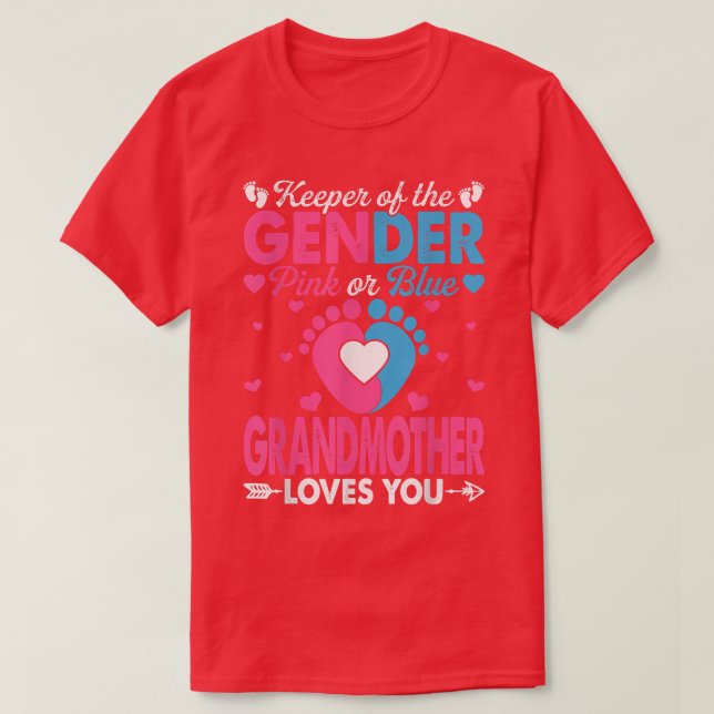 Funny Pink Or Blue Grandmother Loves You Gender Re T-Shirt (Design Front)