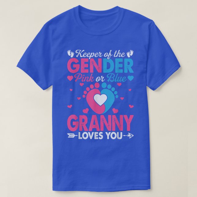 Funny Pink Or Blue Granny Loves You Gender Reveal  T-Shirt (Design Front)