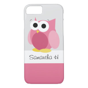 Funny Pink Owl - Personalised iPhone 7 Case