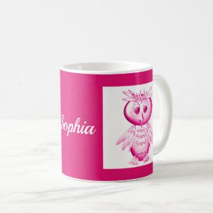 Funny Pink Owl Personalised kids Coffee Mug