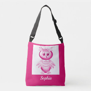 Funny Pink Owl Personalised kids Crossbody Bag