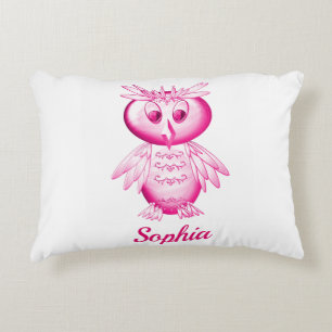 Funny Pink Owl Personalised kids Decorative Cushion
