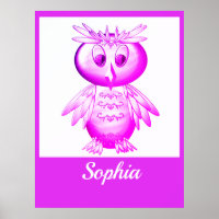 Funny Pink Owl Personalized kids Grocery Bag