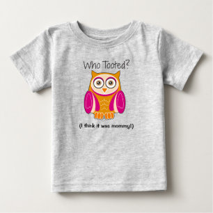 Funny Pink Owl “Who Tooted?” Kids’ T-Shirt