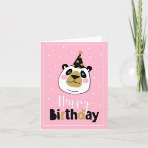 Funny Pink Panda Happy Birthday Card