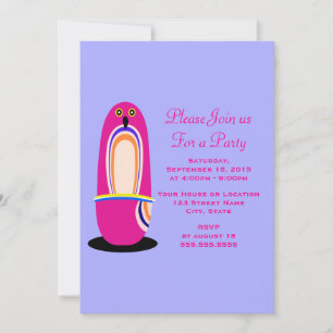 Funny Pink Penguin Cartoon Generic Party Invitation