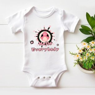 Funny pink pig baby bodysuit