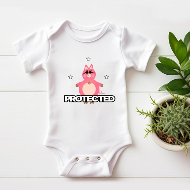 Funny pink pig baby bodysuit (Creator Uploaded)