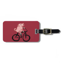 Funny Pink Pig Riding Bicycle