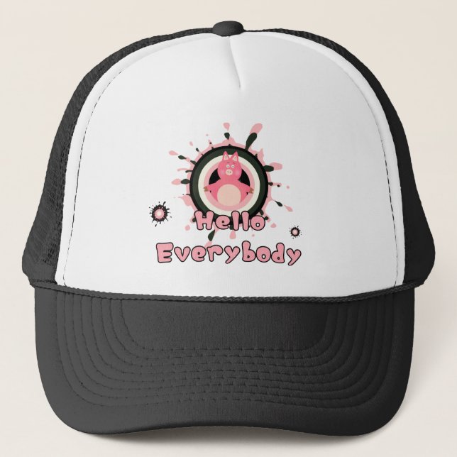Funny pink pig trucker hat (Front)