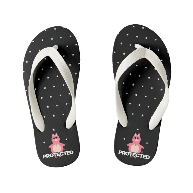 Funny pink piggy  kid's flip flops (Footbed)