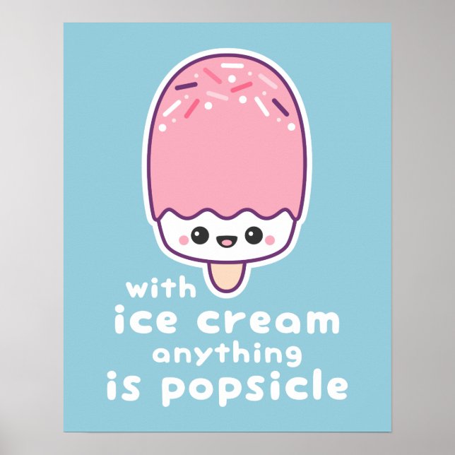 Funny Pink Popsicle Pun Poster (Front)