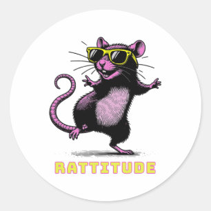 Funny Pink Rat Meme Rattitude Pink Rat Sungles Dan Classic Round Sticker