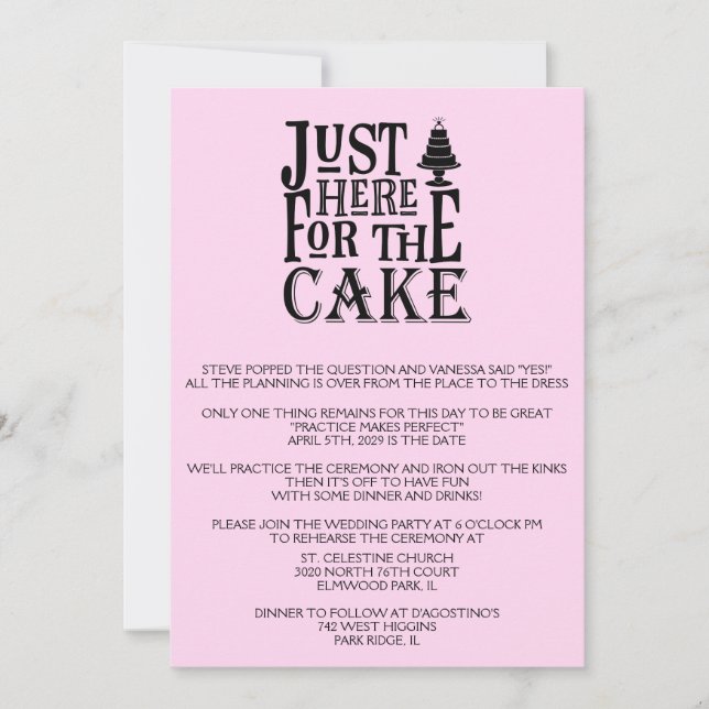 Funny Pink Rehearsal Dinner Invitation (Front)