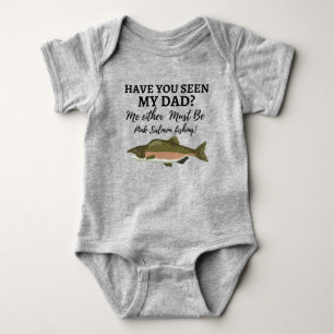 Funny Pink Salmon Fishing Dad Fish Gift Baby Bodysuit