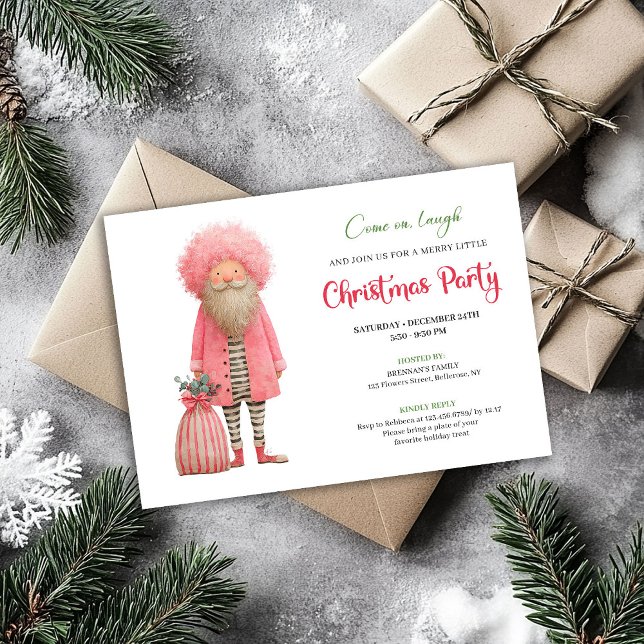 Funny pink santa Christmas party invitation card (Funny pink santa Christmas party invitation card

)