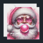 Funny pink Santa Claus blowing pink bubble gum Holiday Card<br><div class="desc">Hey there! If you're looking to spread some festive cheer in a unique way, imagine this: a cool pink Santa Claus casually blowing pink bubble gum on a fun Holiday card. This playful and contemporary twist on the traditional Santa image is sure to bring a smile to your loved ones'...</div>