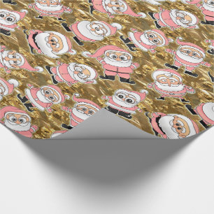 Funny Pink Santas for Christmas Wrapping Paper
