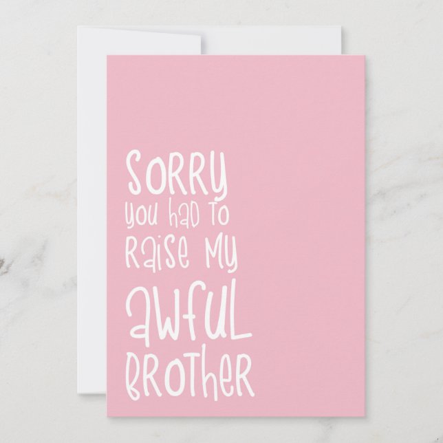 Funny Pink Simple Stripes Mother's Day Card (Front)