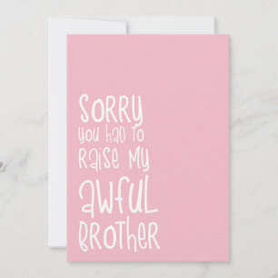 Funny Pink Simple Stripes Mother's Day Card