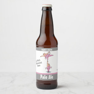 Funny Pink Tutu Cartoon Beer Bottle Label