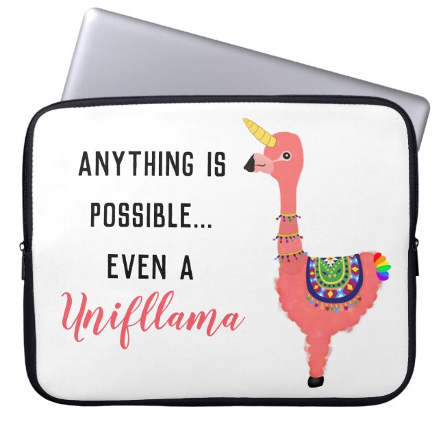 Funny Pink Unicorn Flamingo Llama Inspiring Quote Laptop Sleeve (Front)