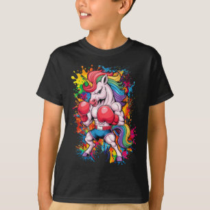 Funny Pink Unicorn With Boxing Gloves  T-Shirt