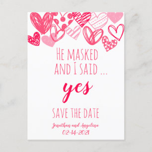 Funny Pink Valentine's Save the Date Announcement Postcard