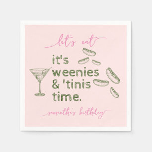 Funny Pink Weenies & Tinis Martini Birthday Party Napkin