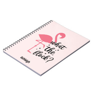 Funny Pink What the Flock Flamingo Personalised Notebook