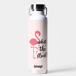 Funny Pink What the Flock Flamingo Personalised Water Bottle