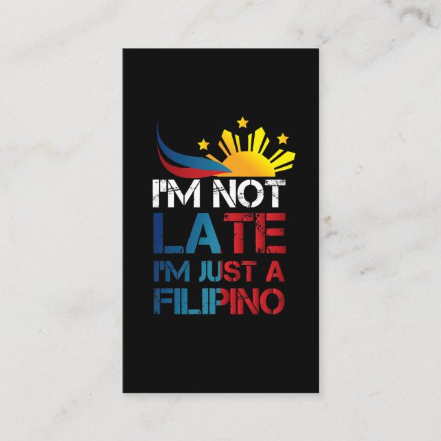 Funny Pinoy Jokes Punctuality Philippines Filipino Business Card (Front)