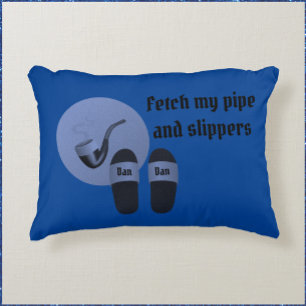 Funny Pipe and Slippers For Him Decorative Cushion