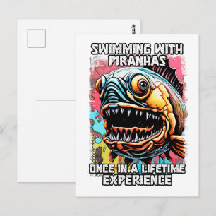 Funny Piranha Saying Hilarious Swimming Joke Quote Postcard