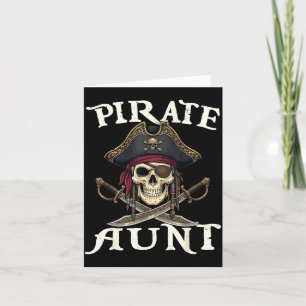 Funny pirate aunt skull family matching costume card