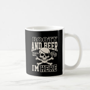 Funny Pirate Booty & Beer Skull Crossbones Coffee Mug